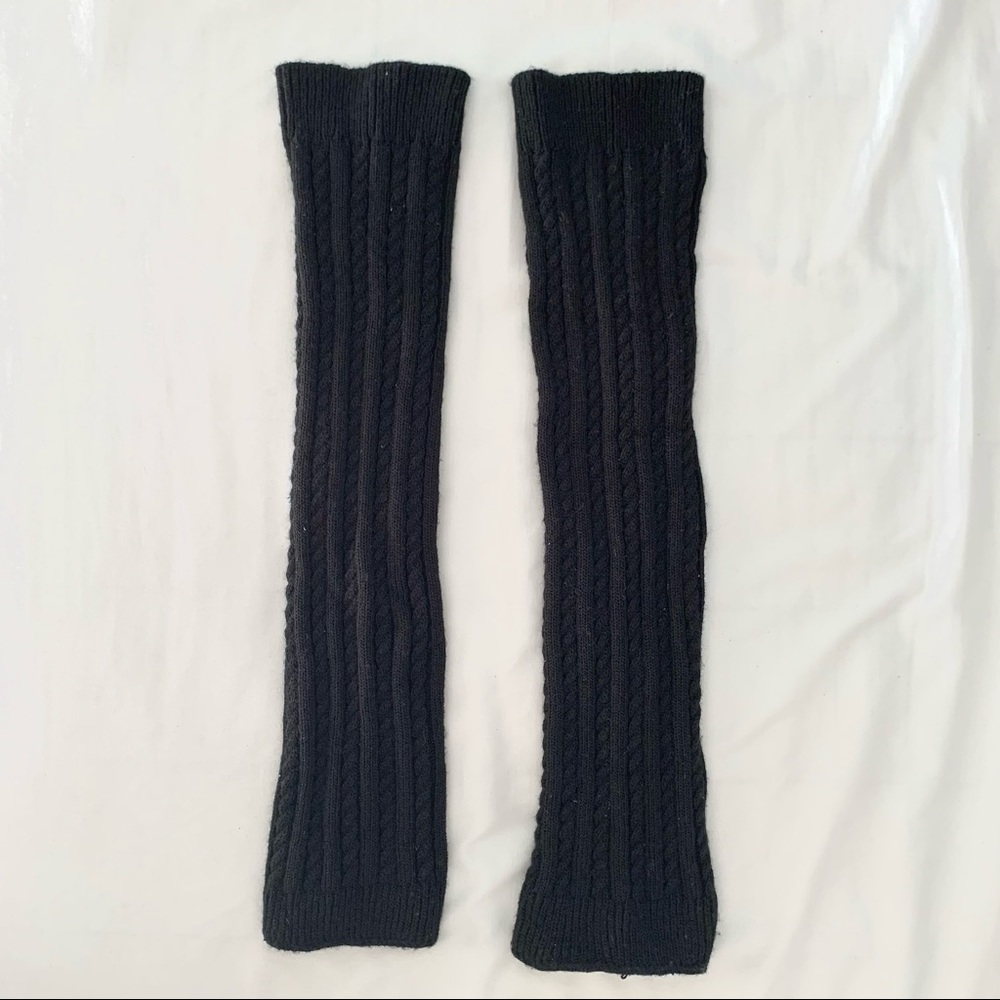 Black knit leg warmers